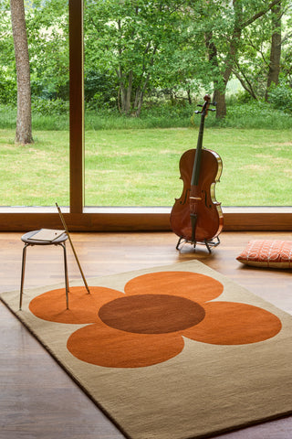 Brink and Campman Flower Placement Pumpkin/Ecru Area Rug by Orla Kiely Room Image Feature