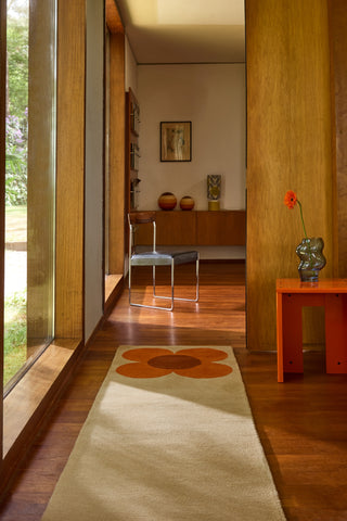 Brink and Campman Flower Placement Pumpkin/Ecru Area Rug by Orla Kiely Runner Room Image Feature