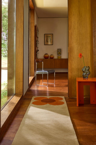 Brink and Campman Flower Placement Pumpkin/Ecru Area Rug by Orla Kiely Runner Room Image Feature