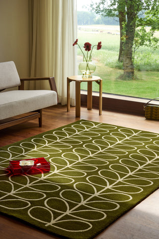 Brink and Campman Linear Stem Olive Area Rug by Orla Kiely Room Image Feature
