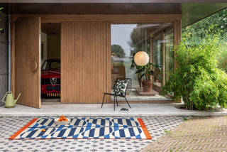 Brink and Campman Stripy Stem Azure Area Rug by Orla Kiely Room Image Feature