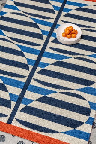 Brink and Campman Stripy Stem Azure Area Rug by Orla Kiely Room Image Feature