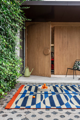 Brink and Campman Stripy Stem Azure Area Rug by Orla Kiely Room Image Feature