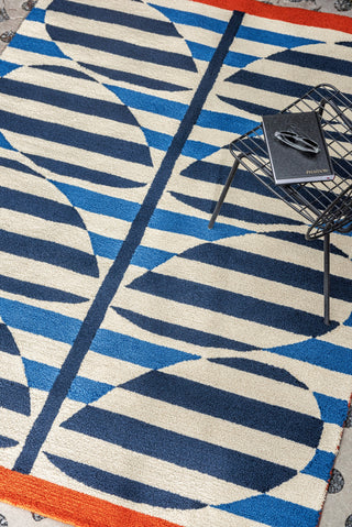 Brink and Campman Stripy Stem Azure Area Rug by Orla Kiely Room Image Feature