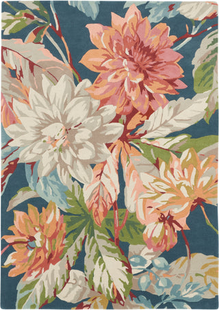 Brink and Campman Dahlia and Rosehip Teal Area Rug by Sanderson main image