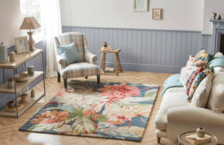 Brink and Campman Dahlia and Rosehip Teal Area Rug by Sanderson Room Image Feature