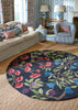 Brink and Campman Foraging Indigo Area Rug by Sanderson Round Room Image Feature