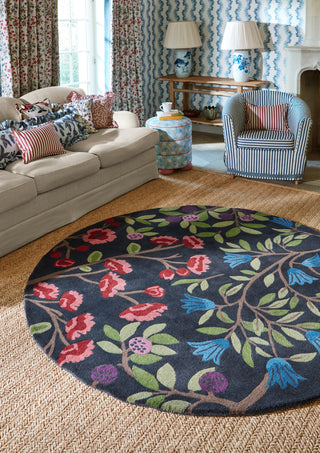 Brink and Campman Foraging Indigo Area Rug by Sanderson Round Room Image Feature
