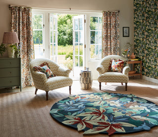 Brink and Campman Robin's Wood Forest Green Area Rug by Sanderson Round Room Image Feature
