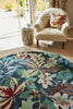 Brink and Campman Robin's Wood Forest Green Area Rug by Sanderson Round Room Image Feature