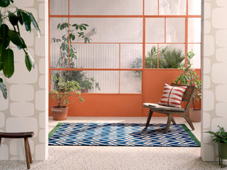 Brink and Campman Dhurrie Blue Area Rug by Scion Room Image Feature