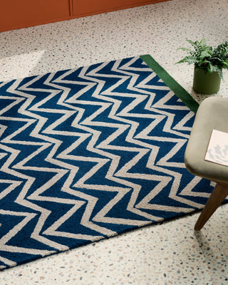 Brink and Campman Dhurrie Blue Area Rug by Scion Room Image Feature