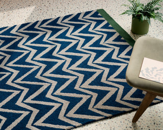 Brink and Campman Dhurrie Blue Area Rug by Scion Room Image Feature