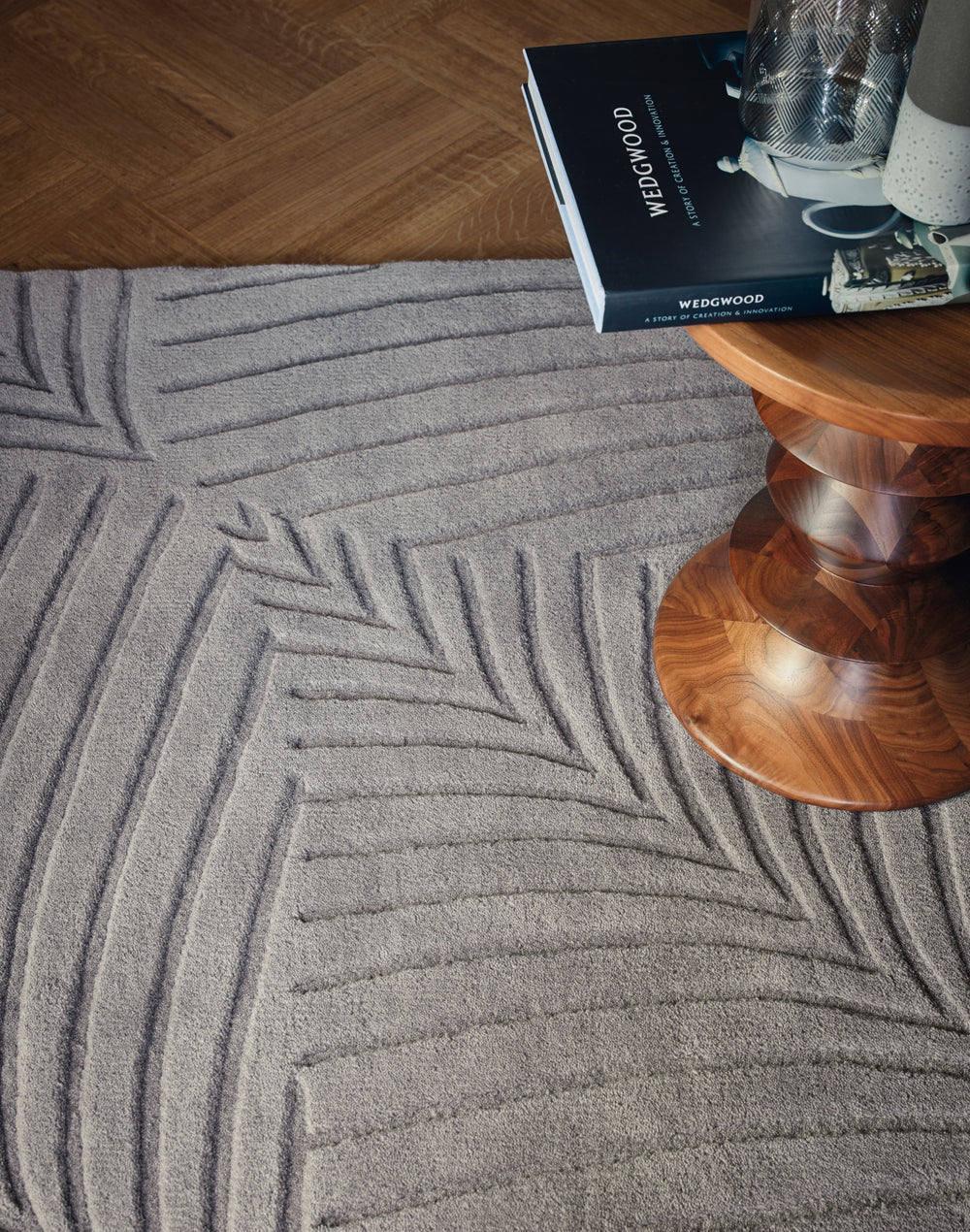 Brink and Campman Folia Grey Area Rug by Wedgwood Room Image Feature