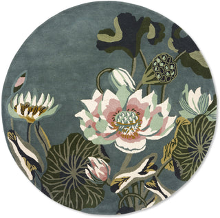 Brink and Campman Waterlily Midnight Pond Area Rug by Wedgwood Round Main Image