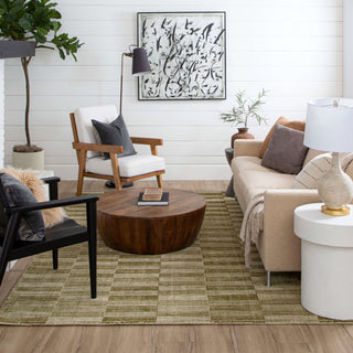 Karastan Broken Stripe Moss Area Rug by Bobby Berk Lifestyle Image Feature