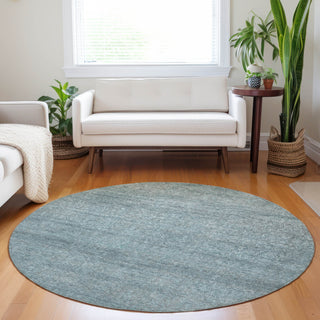 Dalyn Burano BU1 Seafoam Machine Washable Area Rug Round Lifestyle Image Feature