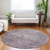 Dalyn Burano BU10 Plum Machine Washable Area Rug Round Lifestyle Image Feature