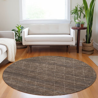 Dalyn Burano BU3 Coffee Machine Washable Area Rug Round Lifestyle Image Feature