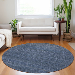 Dalyn Burano BU3 Navy Machine Washable Area Rug Round Lifestyle Image Feature