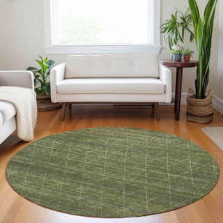 Dalyn Burano BU3 Olive Machine Washable Area Rug Round Lifestyle Image Feature