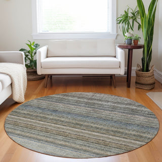 Dalyn Burano BU5 Taupe Machine Washable Area Rug Round Lifestyle Image Feature