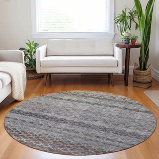 Dalyn Burano BU6 Brown Machine Washable Area Rug Round Lifestyle Image Feature