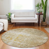 Dalyn Burano BU7 Gold Machine Washable Area Rug Round Lifestyle Image Feature