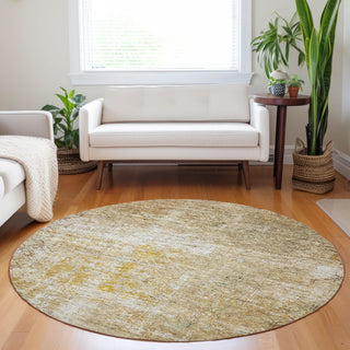Dalyn Burano BU7 Gold Machine Washable Area Rug Round Lifestyle Image Feature
