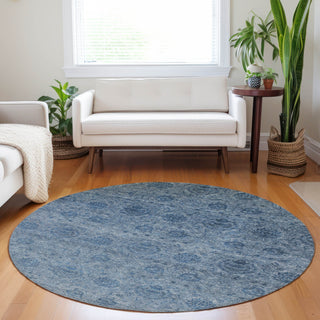 Dalyn Burano BU8 Blue Machine Washable Area Rug Round Lifestyle Image Feature