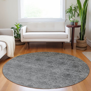 Dalyn Burano BU8 Gray Machine Washable Area Rug Round Lifestyle Image Feature