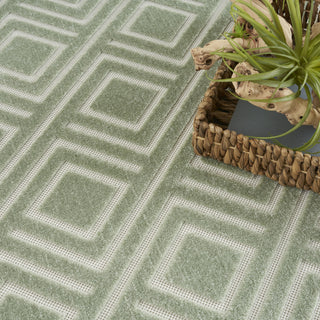 Nourison Care Free CAF03 Green Area Rug Corner Image