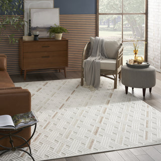 Nourison Care Free CAF05 Ivory Beige Area Rug Corner Image