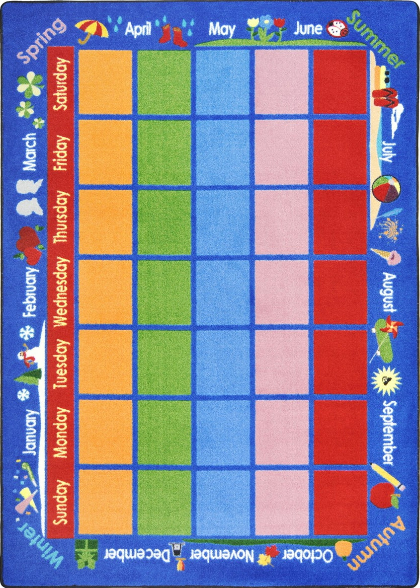 Joy Carpets Kid Essentials Celebrations Calendar Multi Area Rug