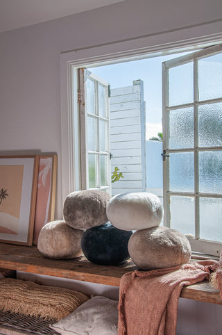 Auskin Short Wool Sheepskin Ball Cushion Butterscotch main image