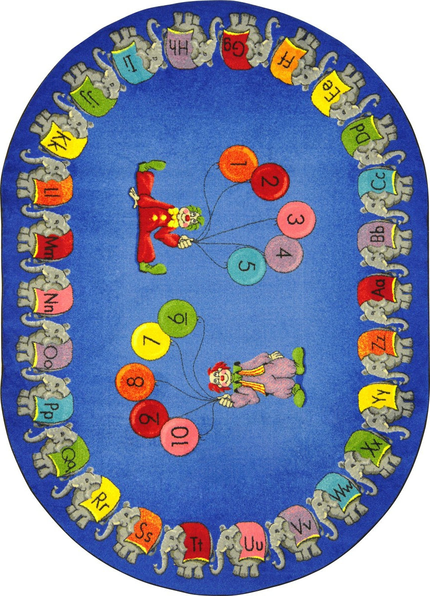 Round Circus Rug Joy Carpets Kid Essentials Circus Elephant Parade Multi Area Rug ...
