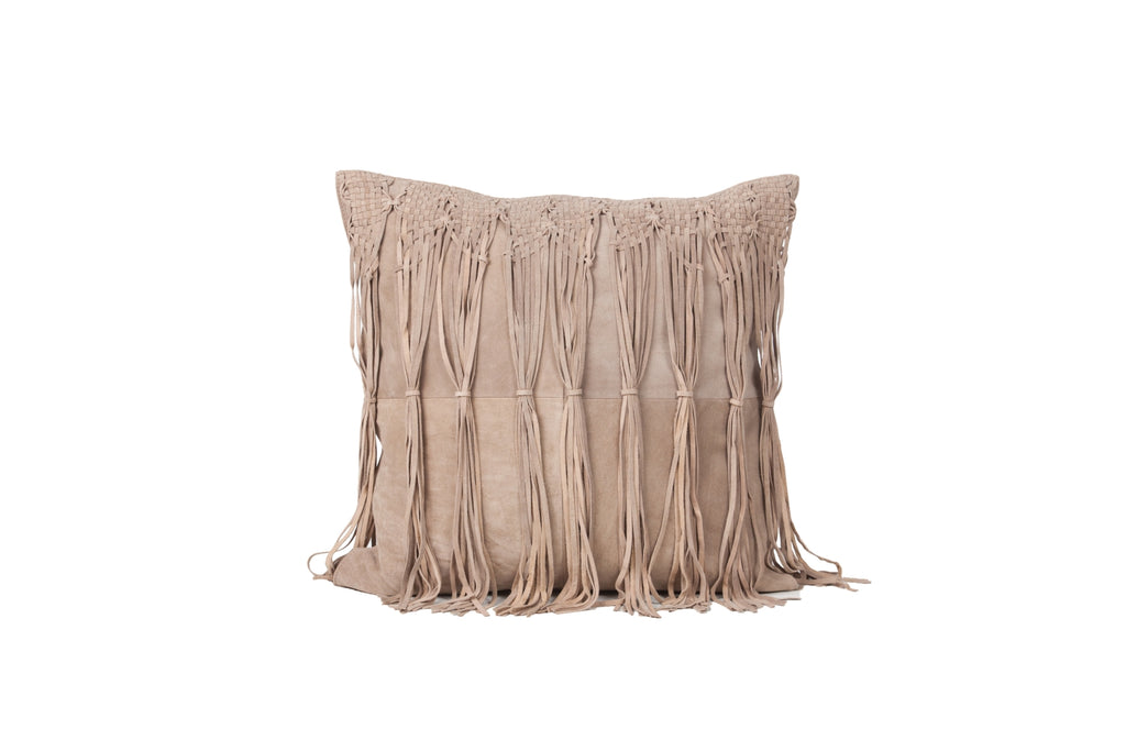 Auskin Cowhide And Leather Fringe Dark Beige main image