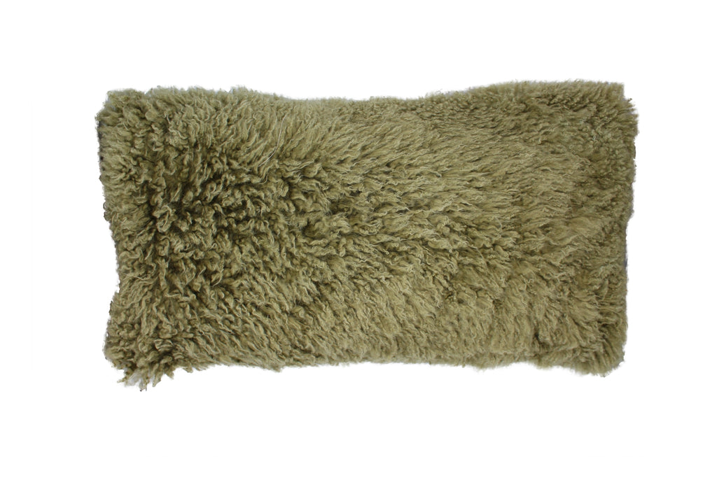 Auskin Curly Sheepskin Long Wool Lumbar Moss main image