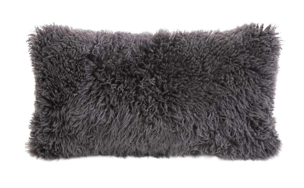 Auskin Curly Sheepskin Long Wool Lumbar Storm main image