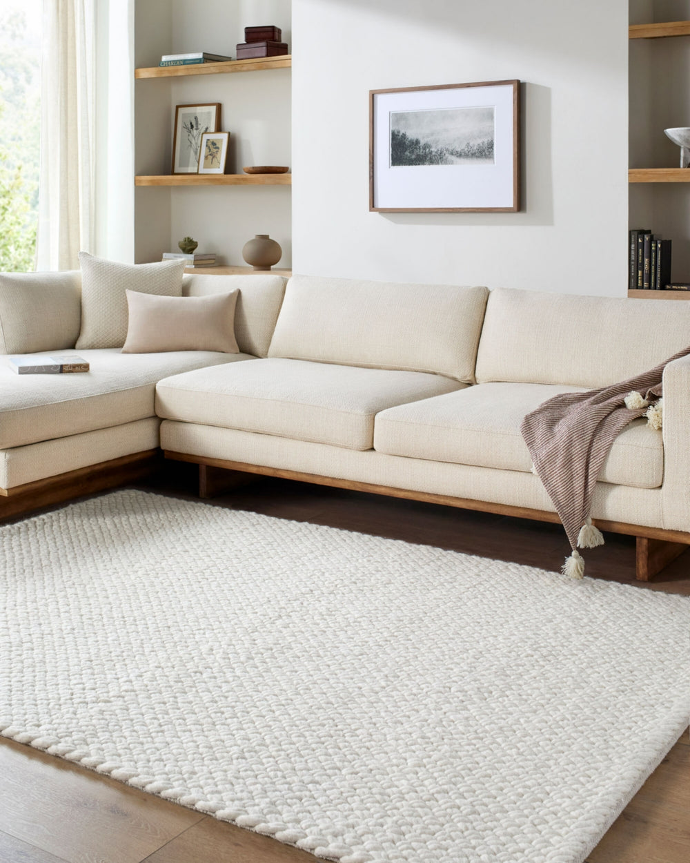 Livabliss Cloud 19 CLD-2304 The Prominent Color In This Home Decor Item Is 'ivory' Area Rug Room Scene Feature