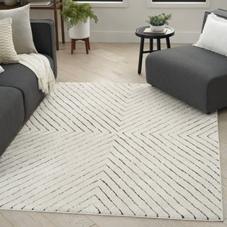 Nourison Cozy Modern CMD01 Ivory Black Area Rug Corner Image