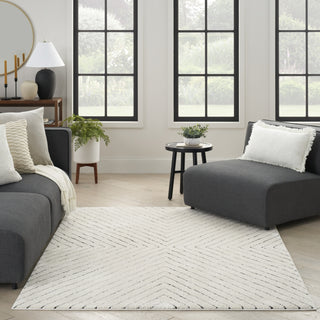 Nourison Cozy Modern CMD01 Ivory Black Area Rug Room Image Feature