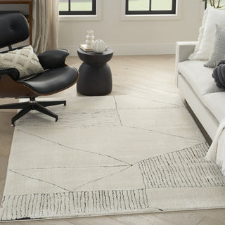 Nourison Cozy Modern CMD02 Ivory Black Area Rug Corner Image