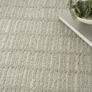 Nourison Cozy Modern CMD03 Grey Ivory Area Rug Corner Image