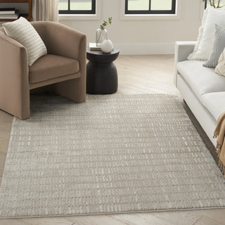 Nourison Cozy Modern CMD03 Grey Ivory Area Rug Corner Image