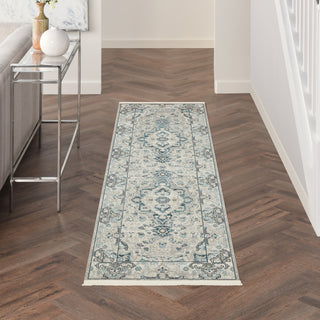 Nourison Carina CNA02 Grey Blue Area Rug Corner Image