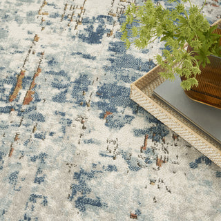 Nourison Concerto CNC01 Beige Blue Rust Area Rug Corner Image