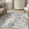 Nourison Concerto CNC01 Beige Blue Rust Area Rug Corner Image