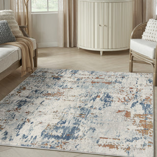 Nourison Concerto CNC01 Beige Blue Rust Area Rug Corner Image