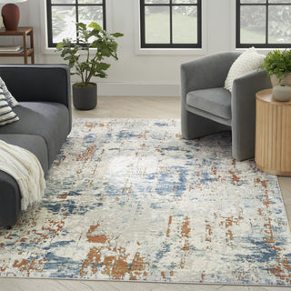 Nourison Concerto CNC01 Beige Blue Rust Area Rug Corner Image